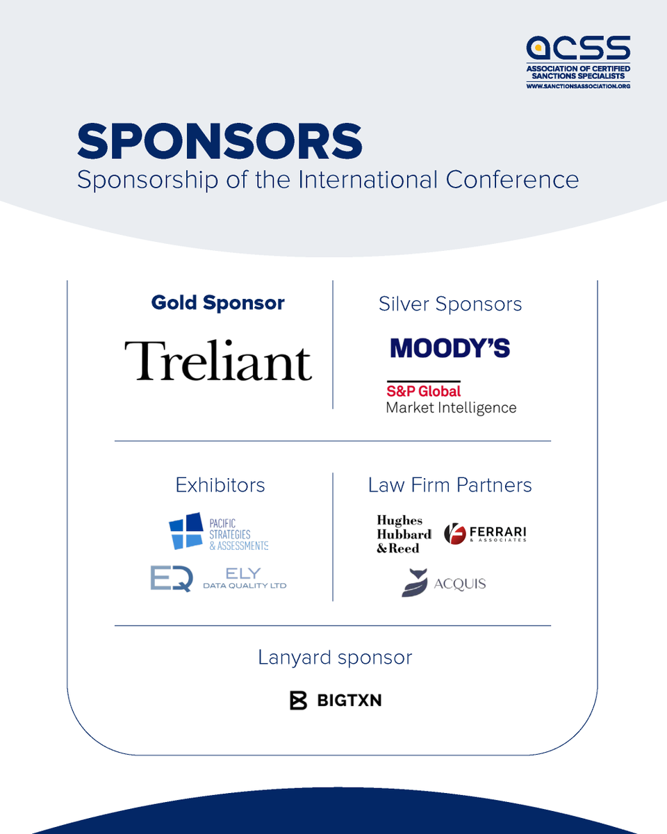 ACSS_Sanctions's tweet image. Don’t miss out—secure your spot now and be part of the conversation shaping global compliance!

🔗 Register today: 2024usconf.sanctionsassociation.org

#ACSSConference #GlobalSanctions #ExportControls #SanctionsCompliance #DCEvents