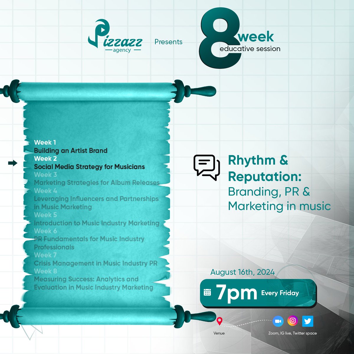 Join us today as we level up on RHYTHM &amp; REPUTATION, uncovering the secrets of music strategy and reputation building. 

7PM! Don't be late😉