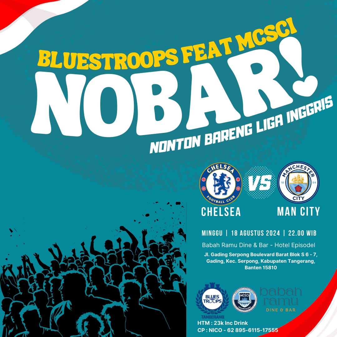 mcscitangerang's tweet photo. EPL IS BACK!
Partai pembuka #ManCity di liga inggris lgsg away day ke teman-teman lama kita @BluesTroopsTGR_
Minggu, 18-08-2024 pkl 22.00 WIB
@ Episode Hotel Gading Serpong
23k (drink)
COME ON CITY !
#ManCity #mcfc #indonesiacity #mancityindo #mcsci #wearecity https://t.co/o3TBnlhyZx