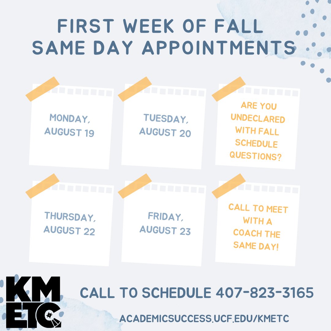 Undeclared students, if you need last minute advice on your fall schedule the first week of classes, KMETC has you covered! Call our front desk to schedule with an Academic Success Coach. #gkco #kmetc