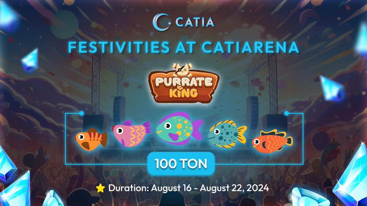 🏴‍☠️🏴‍☠️PURRATE KING DYNAMIC CHALLENGE - MAXIMIZE GEMS WITH FISH COLLECTION 🐠🐠

Guess what,<a href="/PurrateKing/">BigFlow Trader</a> is the second project jump in Catiarena with an exclusive dynamic task

👏👏Explore now: t.me/catia_gamebot/…

The higher your fish level in Purrrate King, the more Gems you