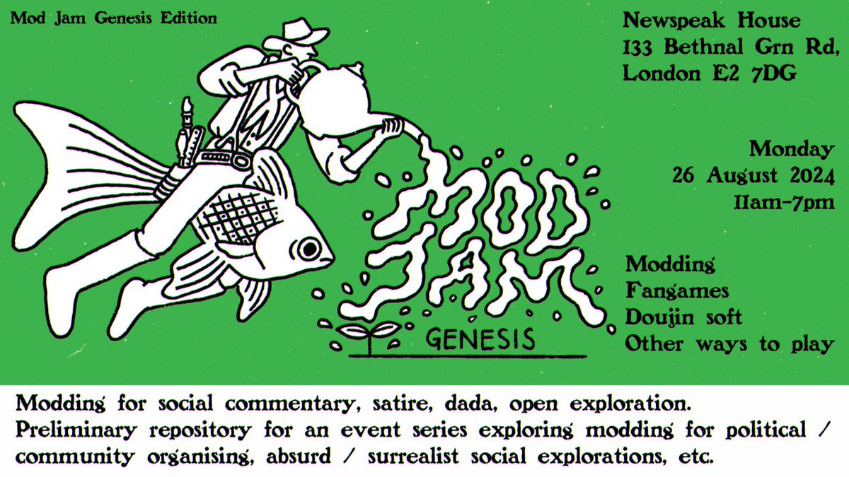 hello I’m organising an alternative game jam with my friend victor on 26 August in Shoreditch. we are kind of improvising and I forgot to mention this but we also welcome altctrl adaptations!
rsvp &amp; more info available here: lu.ma/nm7bv3ai?tk=0j…