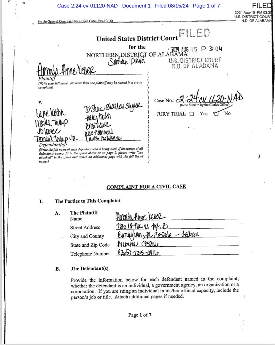 BunkiePerkins's tweet image. Some lady in Alabama sued Lane Kiffin, Ivanka Trump, Donald Trump Jr, and JD Vance for “$6 gazillion” in federal court yesterday. I just hope justice is served.