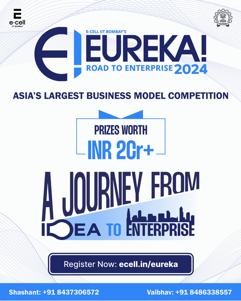 ecell_iitb's tweet photo. E-Cell IIT Bombay presents-Eureka! 2024, Asia's largest Business Model Competition. Do not miss this!
Get mentoring sessions, networking, and funding opportunities.
Register now at https://t.co/LclLpMQfGh
#eureka! #businessmodelcompetition #entrepreneur #ecell #iitbombay https://t.co/SvZpdqtlAu