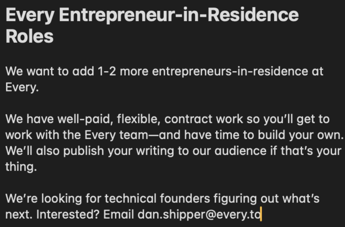We're hiring <a href="/every/">Every 📧</a>!