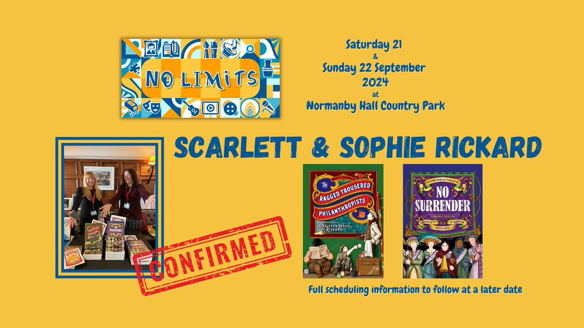 No Limits Festival (@nolimitsfest_) on Twitter photo We're thrilled that Scarlett and Sophie Rickard, The Rickard Sisters, will be joining us at No Limits.
They'll be talking about their graphic adaptations, Eisner Award nominee, The Ragged Trousered Philanthropists, and No Surrender.
#nolimitsfest We're thrilled that Scarlett and Sophie Rickard, The Rickard Sisters, will be joining us at No Limits.
They'll be talking about their graphic adaptations, Eisner Award nominee, The Ragged Trousered Philanthropists, and No Surrender.
#nolimitsfest