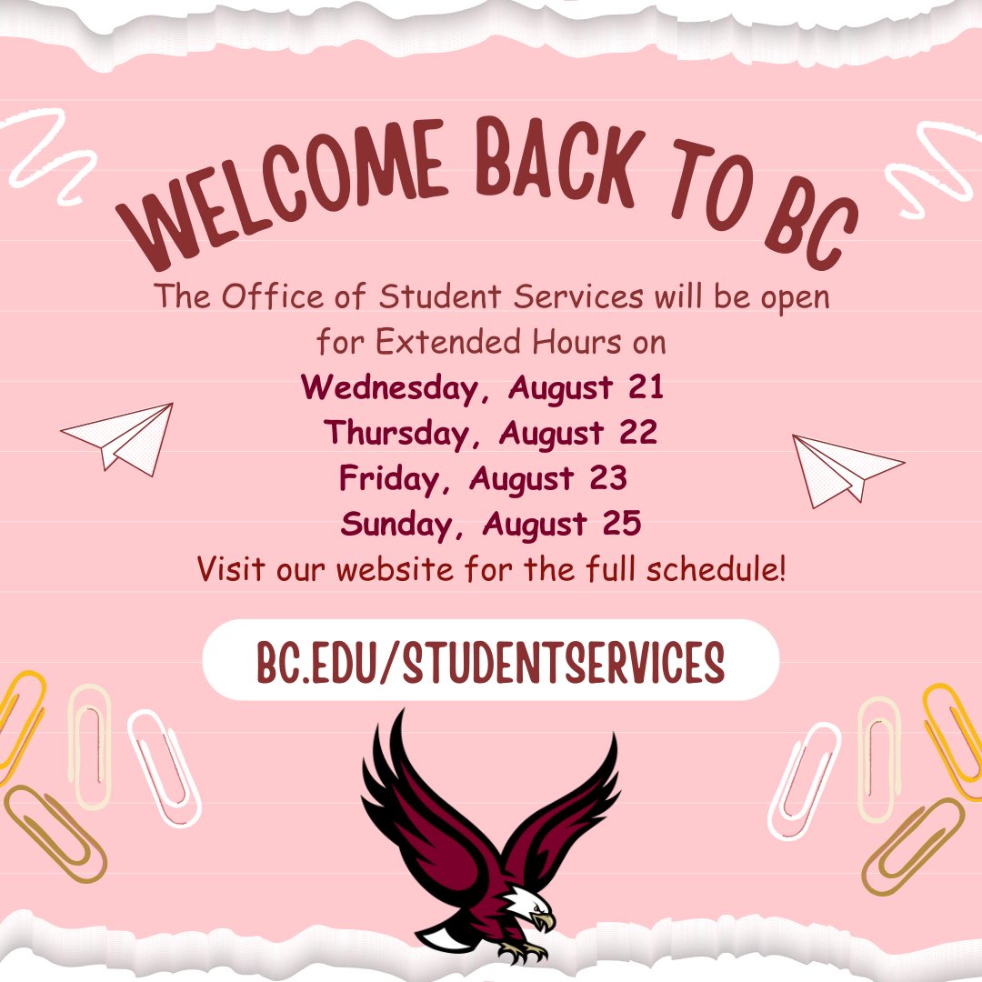 See our full Extended Hours schedule at bc.edu/studentservices! 🦅 Welcome back to campus! #bostoncollege