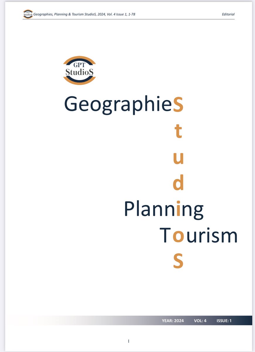 GPT_Studios's tweet photo. Geographies Planning Tourism STUDIOS
4. Yılında 1.Sayısı (Haziran 24) ile değerli araştırmacılarımızın makalelerini sizlere sunmaktan mutluluk duyar. https://t.co/oUhxWTQ3ag