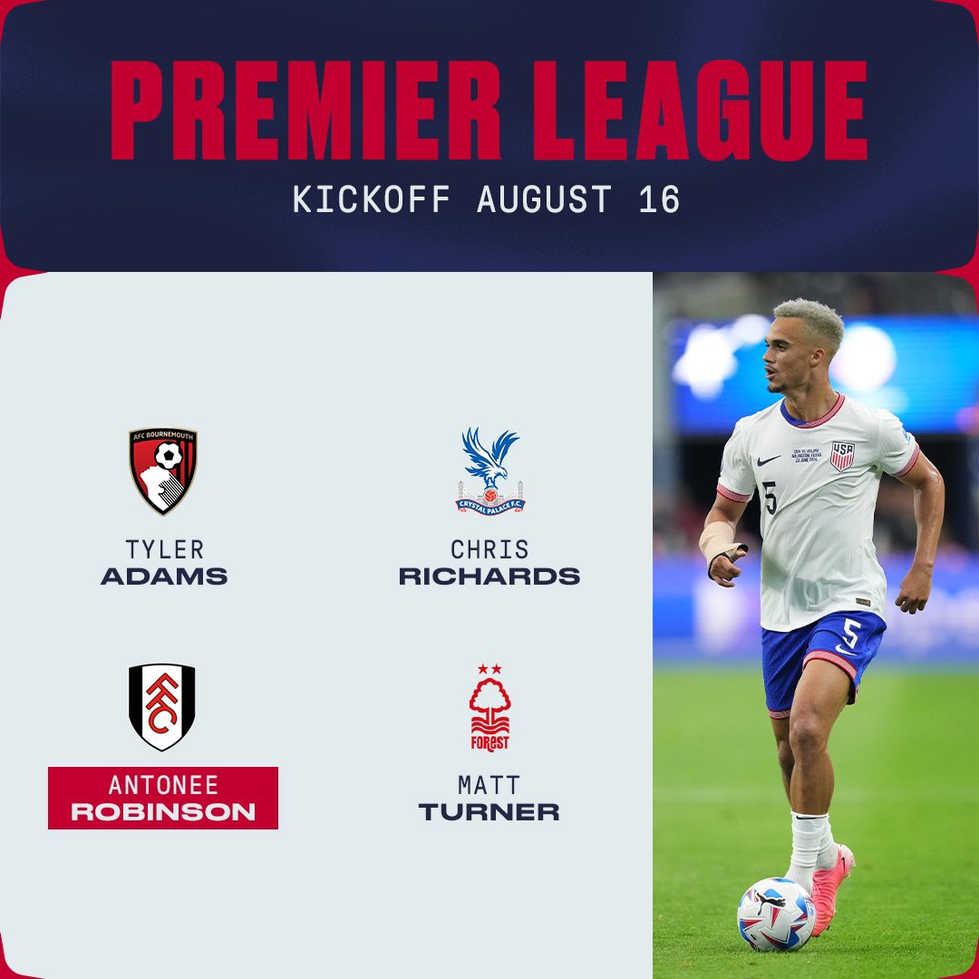 Jedi gets the start as the Premier League kicks off!

Good luck to our guys in England’s top flight! 🇺🇸