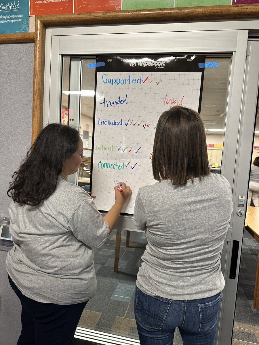 SukieH's tweet image. Starting the year off right with staff collaborating on our school charter. #wipebook