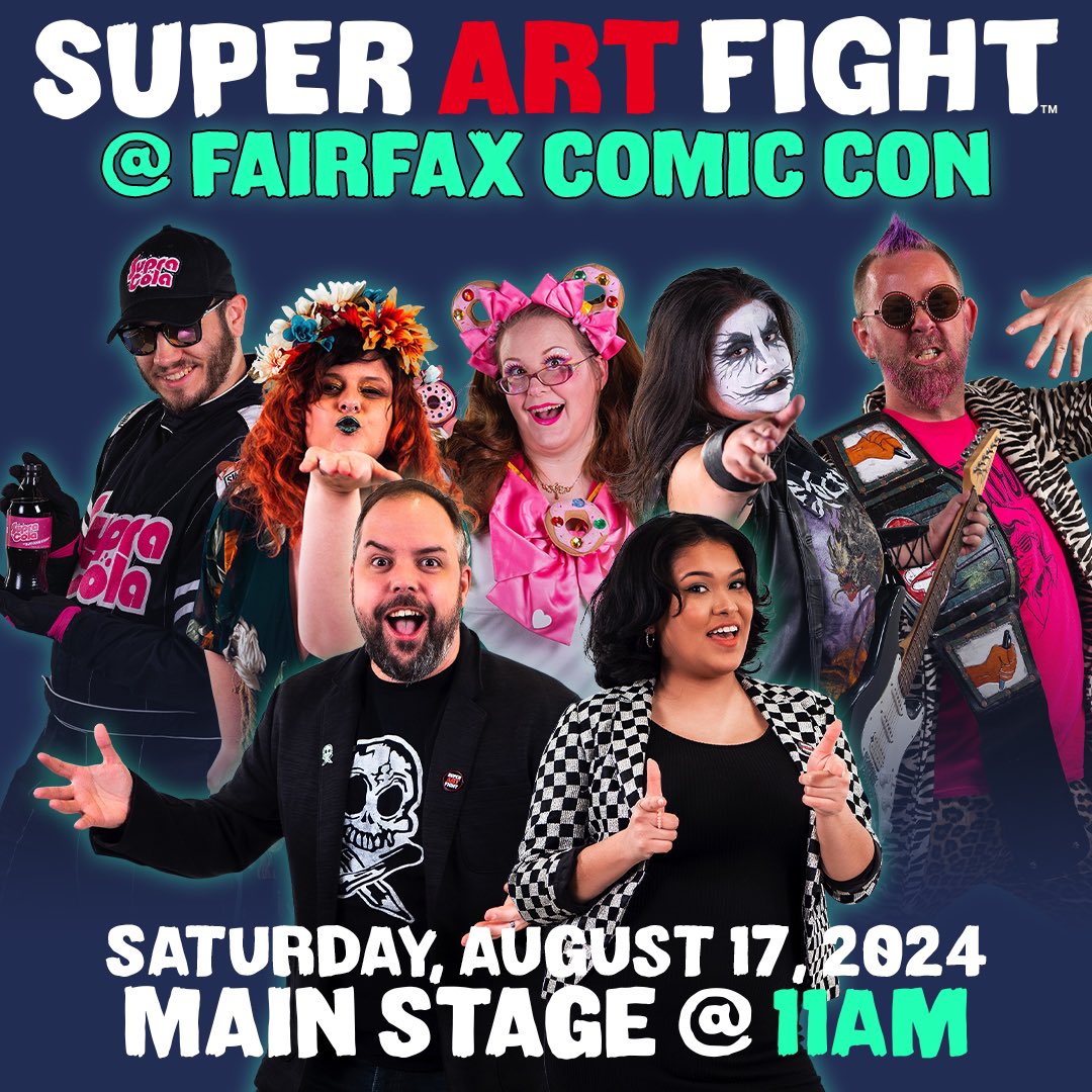 SuperArtFight's tweet photo. Who will be at Fairfax Comic Con this weekend at the Dulles Expo Center? #FairfaxVA #ComicCon #SuperArtFight https://t.co/39j8Fol5uB
