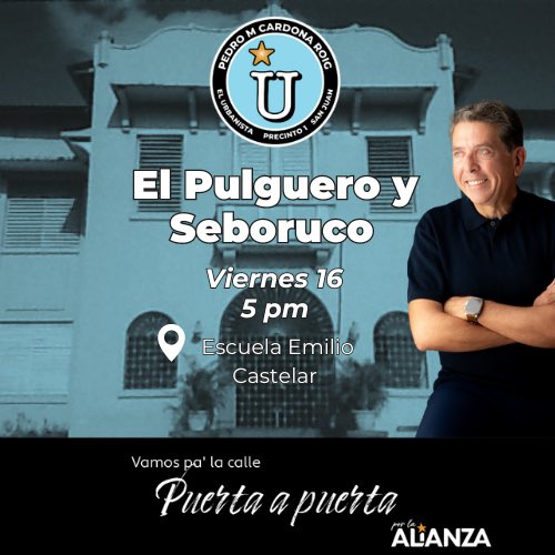 ElUrbanistaPR's tweet photo. 🗓️viernes 16 ⏰5 pm acompáñanos a escuchar las comunidades de #Seboruco y #ElPulguero🚪#PuertaAPuerta 📍Esc Emilio Castelar (nuevo punto encuentro)  #RescatemosElTerritorio #ElUrbanista2024 #AlianzaPorSanJuan #AlianzaPorPR #Precinto1SJ https://t.co/R57eLFMNNn