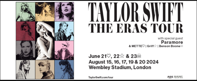 Taylor Swift | The Eras Tour 
--
📅 Fri 16 Aug 2024 | 7 PM
at Wembley Stadium, London, United Kingdom
-----
🎥Livestream ▶️ is.gd/7K1DoG

#WembleyTSTheErasTour #TSTheErasTourLondon #TheErasTourLondon #LondonTSTheErasTour #LondonUKTSTheErasTour