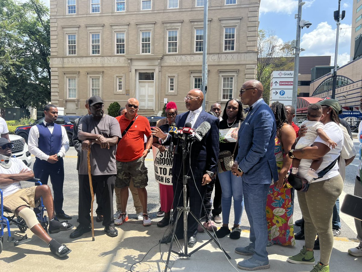 NewswithBridget's tweet image. The family of one of the victims in last week’s mass shooting in Mechanicsville is demanding justice for their loved one, who is still in the hospital. They are joined with several other activists demanding accountability. @ATLNewsFirst @peachtreetv