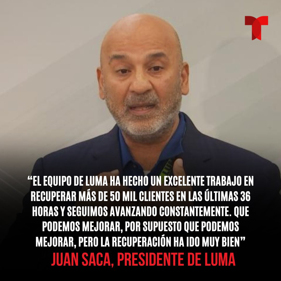 Juan Saca asegura que LUMA ha hecho un “excelente trabajo”. trib.al/miJoTLW