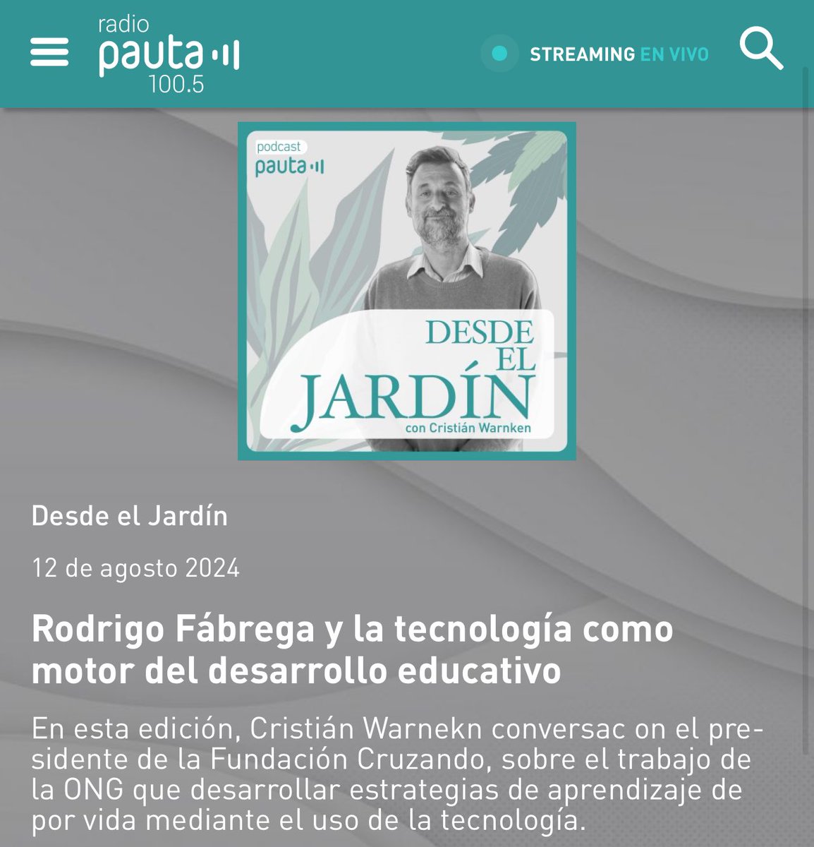 Descubre cómo Fundación Cruzando lidera el desarrollo de estrategias de aprendizaje a lo largo de la vida, aprovechando la #tecnología para abrir nuevas puertas al conocimiento👩🏽‍💻 Escucha la entrevista de Cristián Warnekn a Rodrigo Fábrega <a href="/Pauta_cl/">Radio Pauta</a>👉 bit.ly/enpautarf