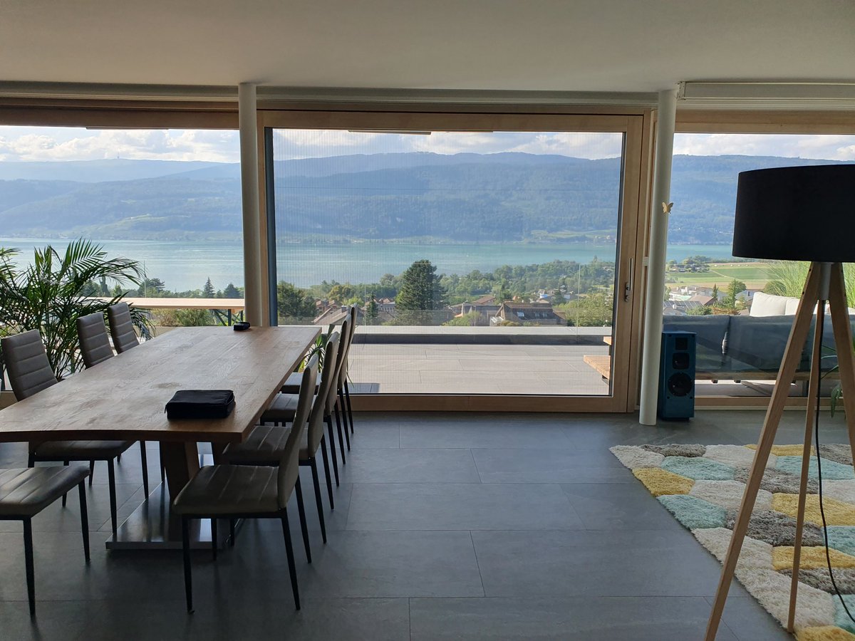 BrightenYo7124's tweet photo. What an amazing #panorama #view from our #aribnb in #Switzerland #Bielersee #lakeview #schweiz https://t.co/hH03pUFLyb