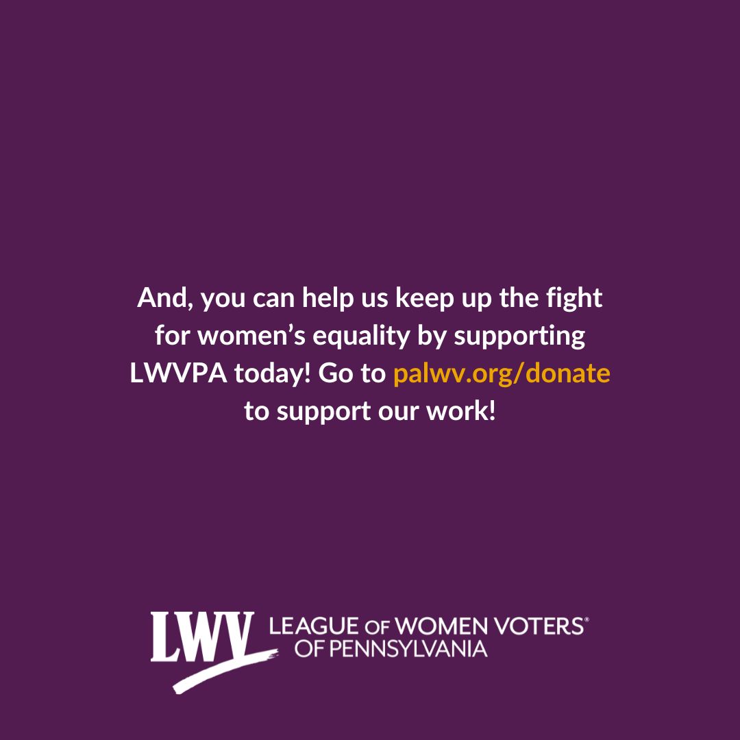 Today is Women's Equality Day! We can honor and recognize the tireless and passionate fight of the suffragists by registering to vote and voting in every election. Help us keep up the fight for women’s equality by supporting the LWVPA today at palwv.org/donate!