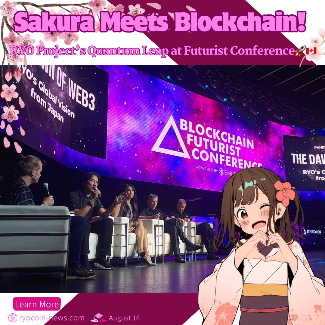 RYOCOIN_NEWS_EN's tweet photo. Spirit of Sakura Blooms in Maple Land: #RYOProject Captivates Canada 🇯🇵🌸🍁🇨🇦
#RYOCOIN #FUTURIST24 @Futurist_conf
Story:
A wave of emotion, reminiscent of Japanese cherry blossoms, spreads across Canadian soil 🌊🌸. The $RYO Project has made its debut as a title sponsor in this distant land. It's the epitome of Japanese spirit and technological prowess 🇯🇵💪.
RYOKO: "Swimming all the way from Japan was worth it! This excitement is beyond words! 🏊♀️✨"
ZENTA: "The journey of this project, led by Anthony Diaz and Lani Dizon, was indeed as challenging as crossing a vast ocean 🌊🚢."
RYOKO: "That's right! ...Oh, but wait. How are we getting back? 🤔"
ZENTA: "No worries. Riding on the success of this project, we'll fly back in one go. Our dreams are unstoppable now. 🚀🌠"
The RYO Project, capturing global attention 🌍👀. Born in Japan, meticulously planned, and now blossoming on the international stage. This feat will undoubtedly bring excitement and inspiration to many, opening doors to new possibilities 🚪🔑🌟.