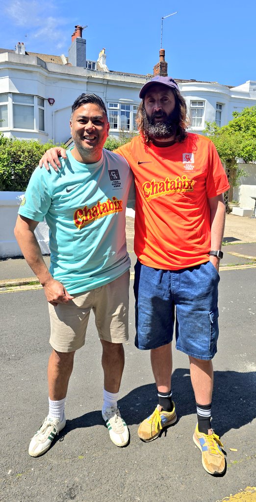 Brett Mendoza💙 (@brettmendoza_) on Twitter photo A bit mad. My pub has a Sunday new league team, now <a href="/robbeckettcomic/">Rob Beckett</a> has a shirt.
<a href="/caxtonarmsfc/">The Caxton Arms Football Club</a> debut season starts in September and are proudly sponsored by <a href="/chatabix1/">Chatabix with Joe Wilkinson & David Earl</a>
Thank you <a href="/gillinghamjoe/">Joe Wilkinson</a> for helping make it all happen! #CrunchCrunch A bit mad. My pub has a Sunday new league team, now <a href="/robbeckettcomic/">Rob Beckett</a> has a shirt.
<a href="/caxtonarmsfc/">The Caxton Arms Football Club</a> debut season starts in September and are proudly sponsored by <a href="/chatabix1/">Chatabix with Joe Wilkinson & David Earl</a>
Thank you <a href="/gillinghamjoe/">Joe Wilkinson</a> for helping make it all happen! #CrunchCrunch