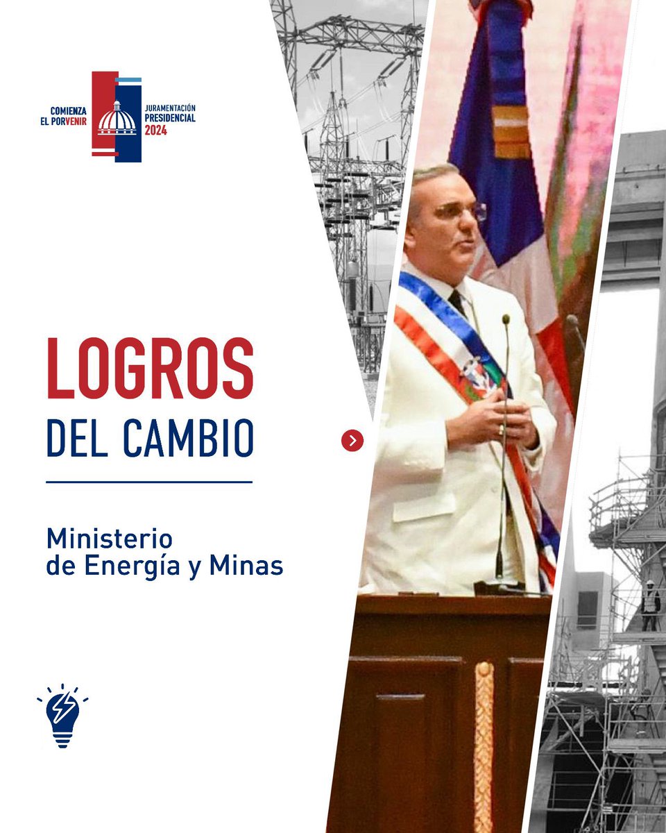 energiayminasrd's tweet photo. Hemos avanzado en el sector eléctrico dominicano en generación, transmisión y distribución, mientras impulsamos la regulación y adoptamos energías renovables. 

Caminamos a un sistema más eficiente y sostenible, con más energía ⚡️y un futuro con mayor estabilidad energética. https://t.co/EIO7VkEOtA