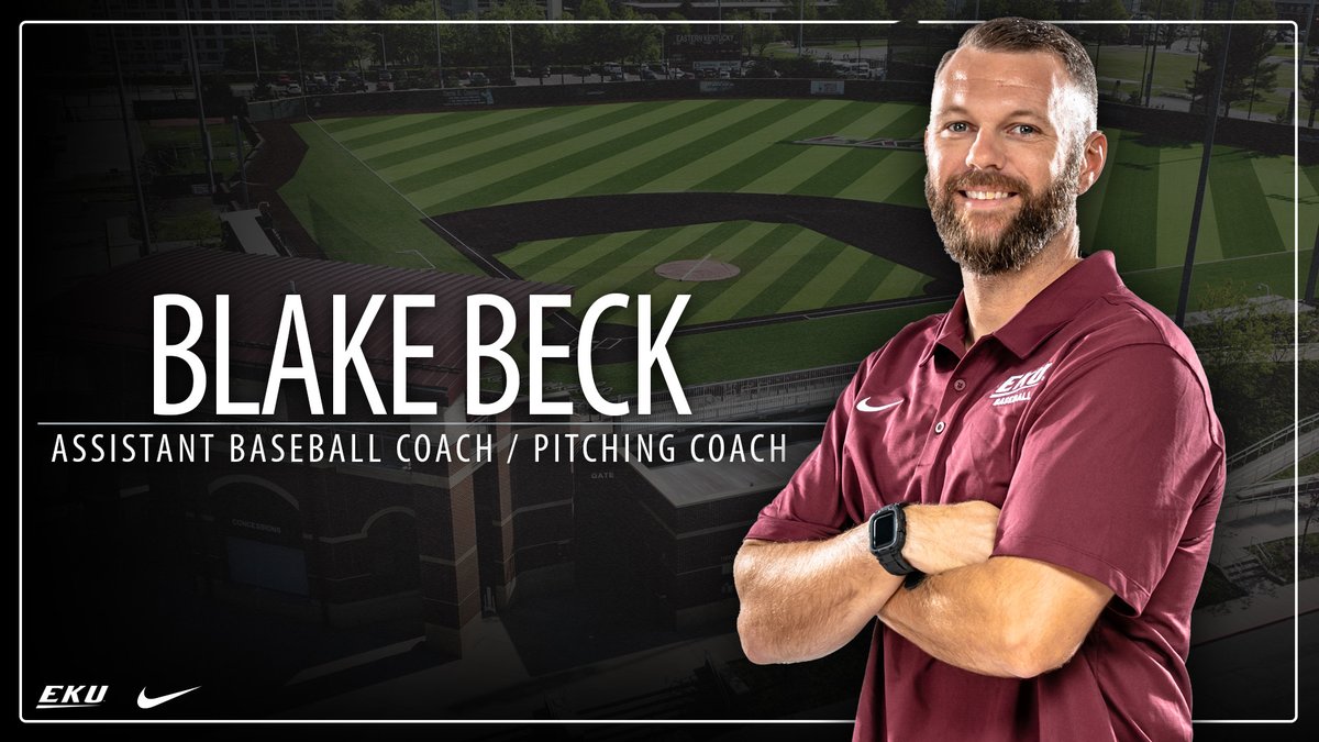EKU Baseball (@ekubaseball) on Twitter photo Join us in welcoming <a href="/Blake_Beck/">Blake Beck</a> as our new assistant coach/pitching coach!
As the director of player development at Auburn from 2016 to 2019, Blake was part three NCAA regionals, two super regionals and a College World Series appearance.
📰- bit.ly/4cwzOFk Join us in welcoming <a href="/Blake_Beck/">Blake Beck</a> as our new assistant coach/pitching coach!
As the director of player development at Auburn from 2016 to 2019, Blake was part three NCAA regionals, two super regionals and a College World Series appearance.
📰- bit.ly/4cwzOFk