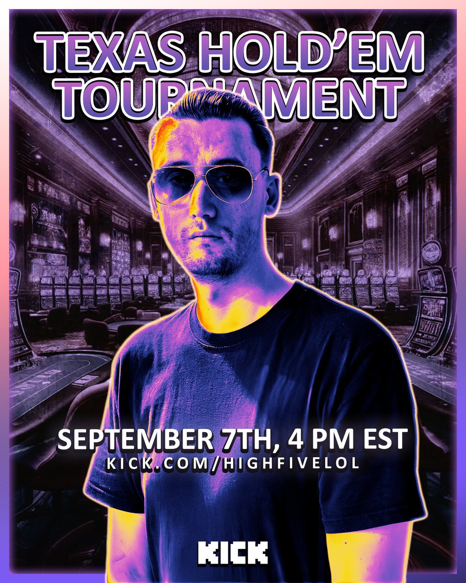 highfivelol's tweet photo. 🚨150$ TEXAS HOLD'EM TOURNAMENT SEATS GIVEAWAY!

Will be giving 3 seats away on the 23rd of August, draw will happen live on stream.

To join:
- Follow me on Kick - https://t.co/JHw6d7TneY (Must show proof)
- Retweet https://t.co/Ebzfi2o4ZS