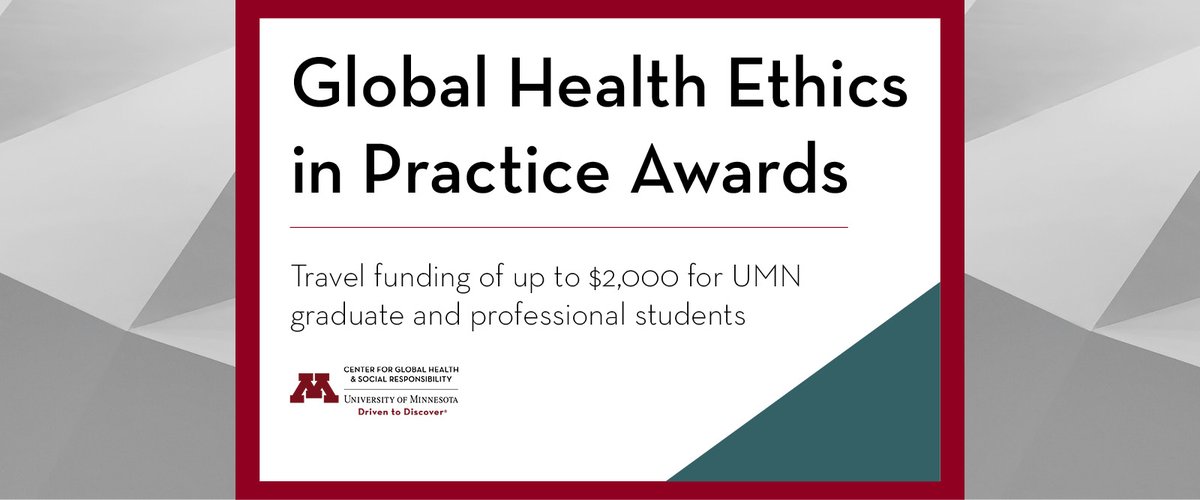 CGHSR is offering a new student travel funding award for #UMN graduate and professional students that offers up to $2,000 for expenses related to global health internships, applied experiences, research fieldwork, and ethical hands-on practice abroad: z.umn.edu/9pex