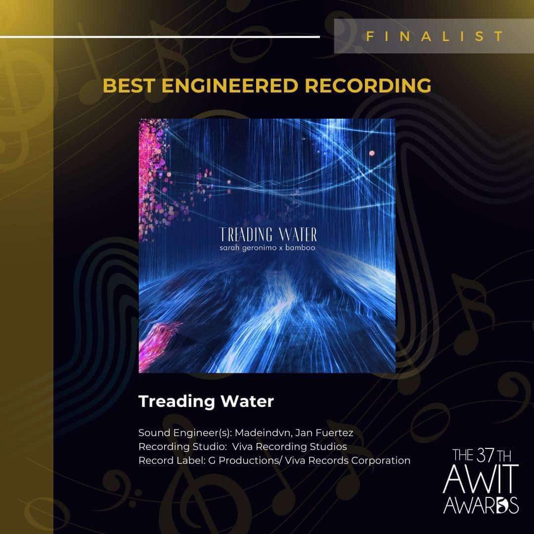 AshMatt_intl's tweet photo. Ey! 4 nominations for the 37th Awit Awards! 🙌🏼

BEST BALLAD RECORDING:
Himig Ng Puso - @JustSarahG

BEST COLLABORATION:
Treading Water (with @Bamboomusiclive)
Alam (with @johnroamusic)

BEST ENGINEERED RECORDING:
Treading Water 

@gproductionsph @viva_records
@mateoguidicelli @itsjinchan