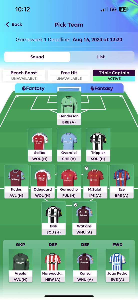 JDcollins_'s tweet photo. My #fpl draft is definitely catching a dub game week 1💪🏼💪🏼 also let’s gooooo @ManUtd let’s start this season with a W🔥🔥 https://t.co/h5GaNychfv