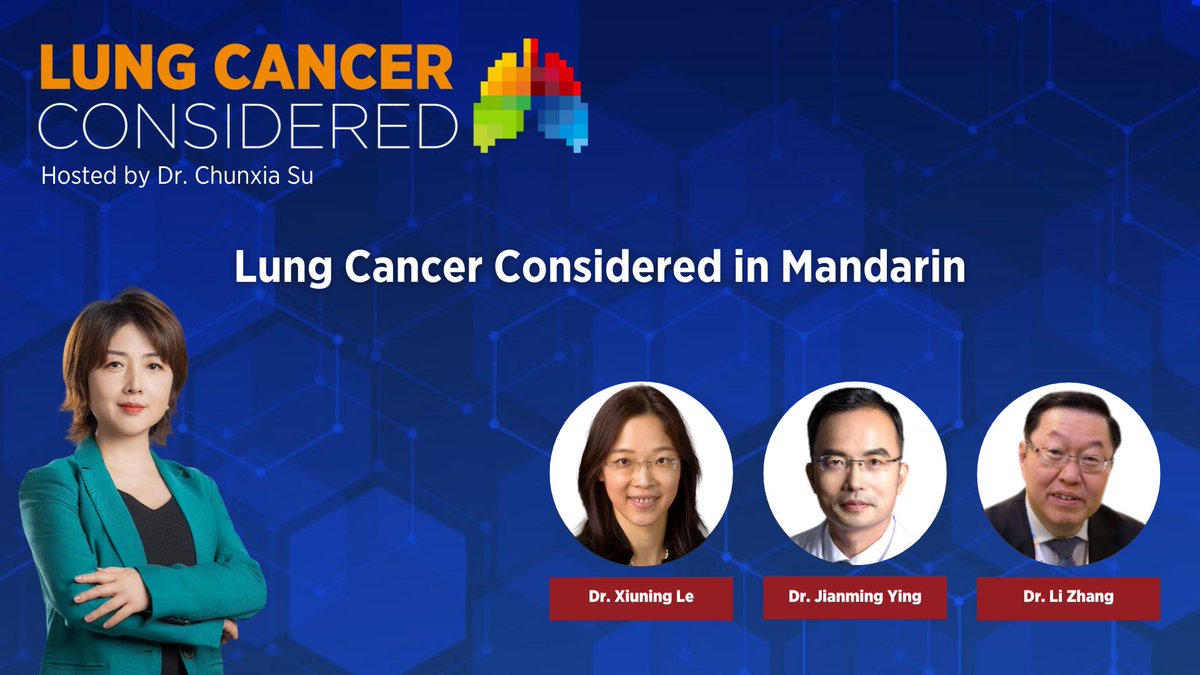 Part of an ongoing series of podcasts in world languages, this episode brings together 4 leading Chinese #lungcancer experts to discuss current research/clinical issues, in Mandarin. W/Dr. Chunxia Su, Dr. Xiuning Le, Dr. Jianming Ying &amp; Professor Li Zhang: bit.ly/LCCMandarin