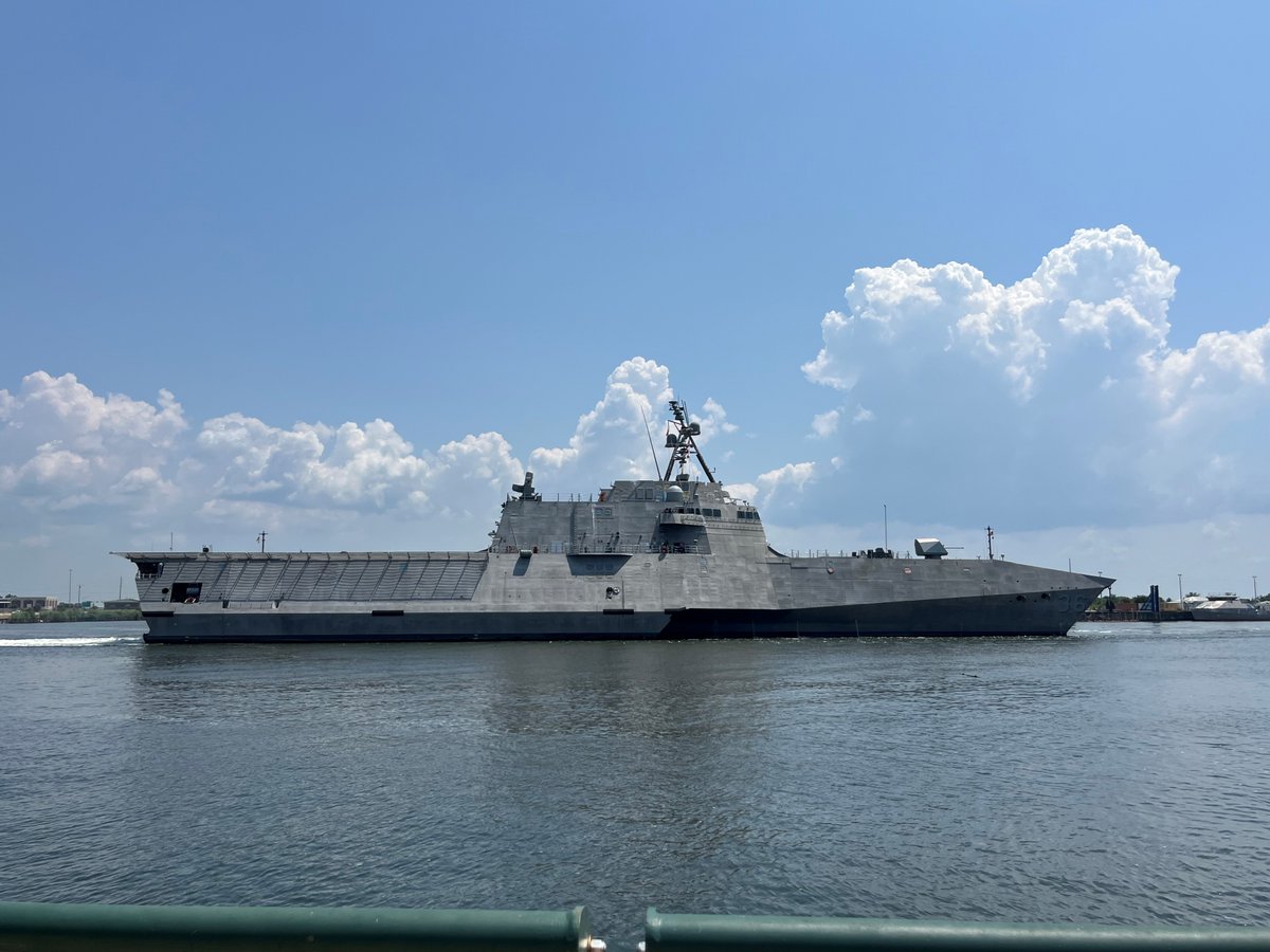 The future USS Kingsville (LCS 36) has sailed away from our Mobile, Ala. ship manufacturing facility. The ship is headed to Corpus Christi, TX to be commissioned on Sat, Aug 24. We are proud to see the 18th LCS we have built sail away to join her sister ships in the Fleet!