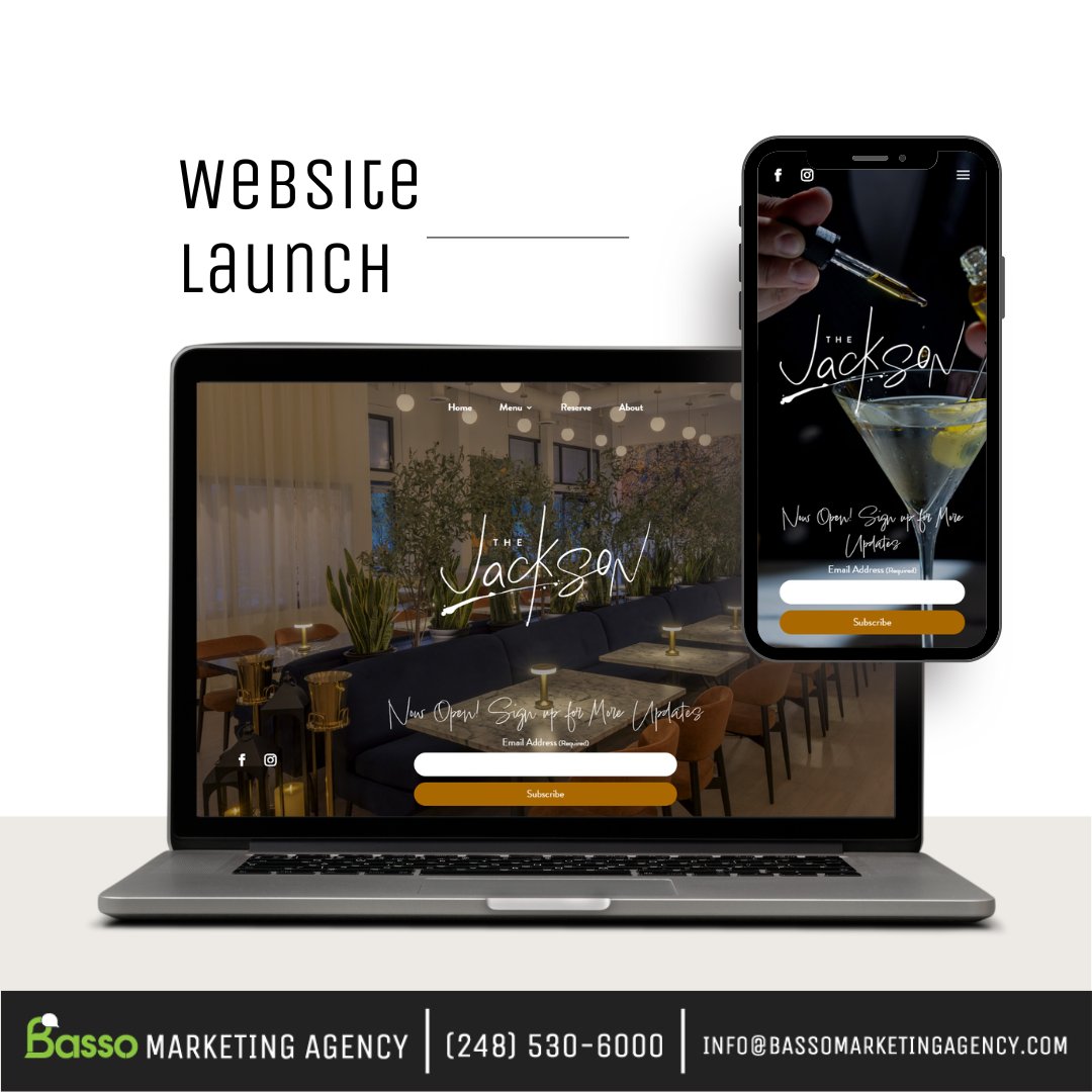 We are excited to announce the launch of The Jackson Restaurant’s website, designed and developed by Basso Marketing Agency!

The brand-new restaurant in Rochester Hills is inspired by the artistry of Jackson Pollock. thejacksonrestaurant.com

Check us out! bassomarketingagency.com