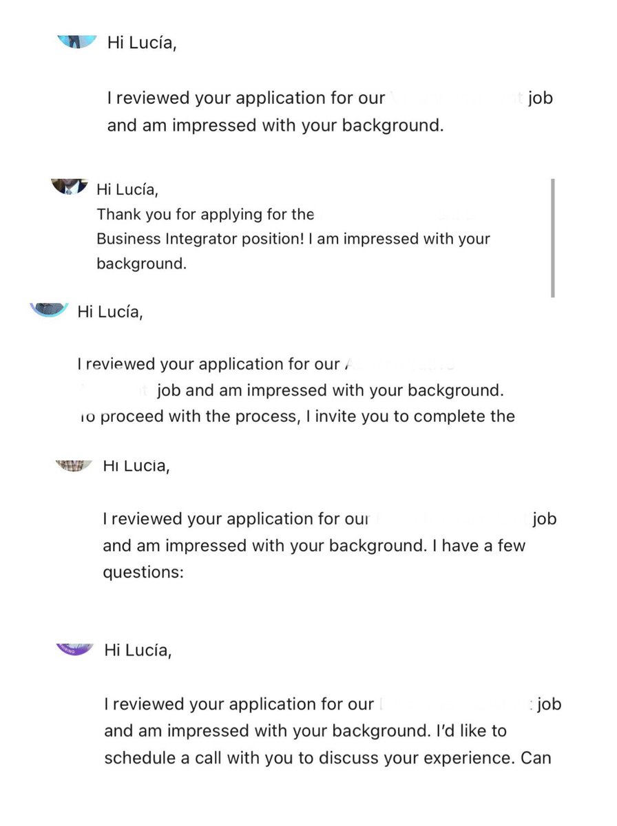 I'm having a déjà-vu! 
It seems they all are under the same email/message generator! 
#remotejobs #recruiter #digitalnomad #techjobs
#LiNKEDiN #ChatGPT #AI #gpt 
#aigeneration