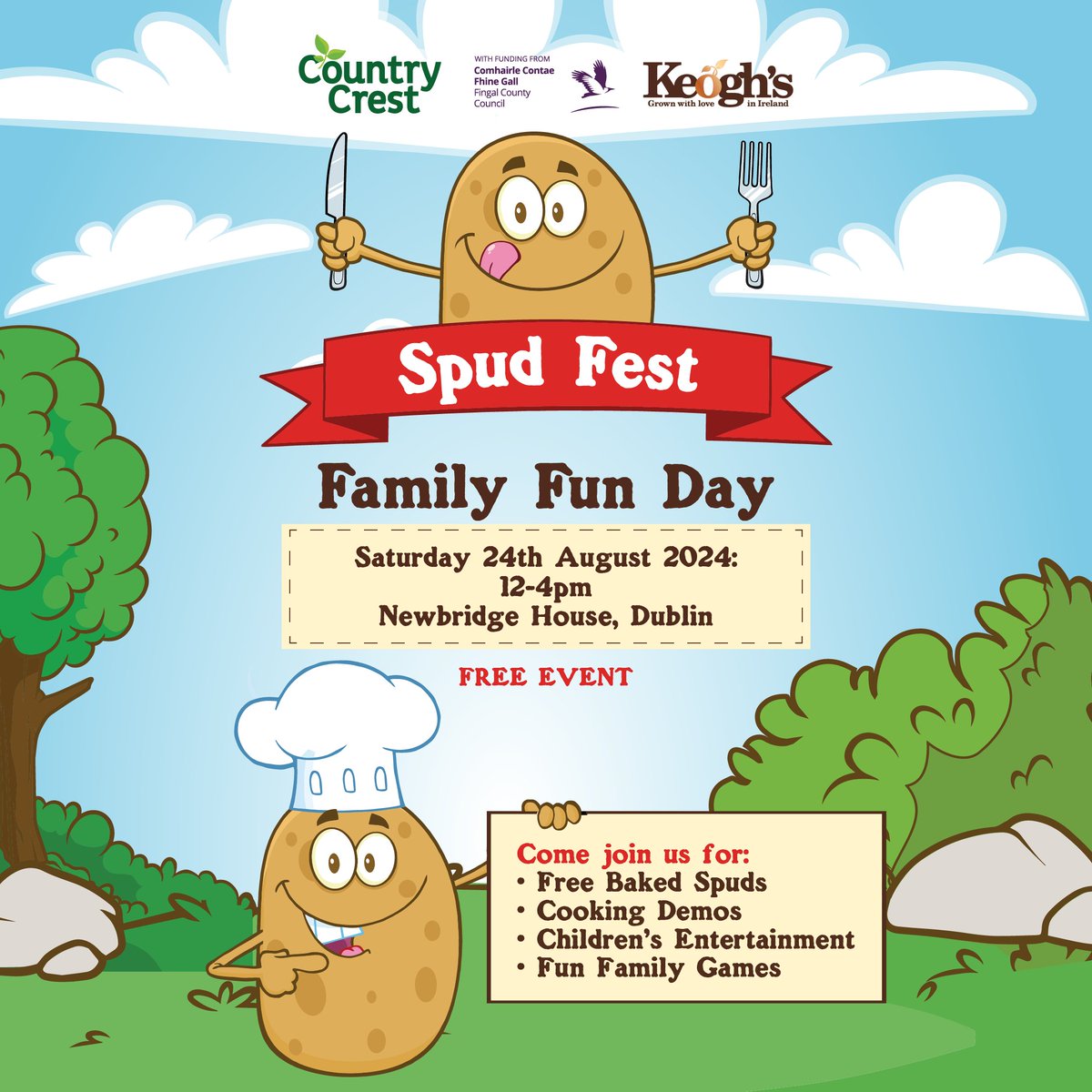 Spud Fest makes a return to <a href="/newbridgehouse/">Newbridge Demesne</a> on the 24th of August 🎉🥔🚜
This FREE event celebrates National Potato Day by showing the benefits &amp; versatility of the humble spud through cookery demos, lawn games &amp; lots of tasty samples!
This family event is open to the public!!