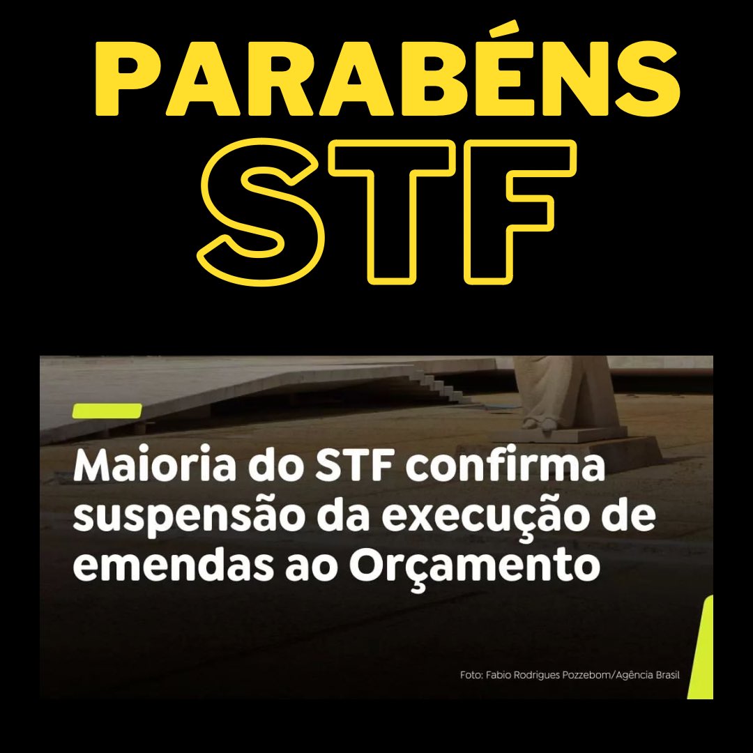Pra desespero de Arthur Lira, STF confirma decisão do Ministro Flávio Dino e suspende “Orçamento Secreto”. 

Bora puxar a Tag “PARABÉNS STF” 👊🏽