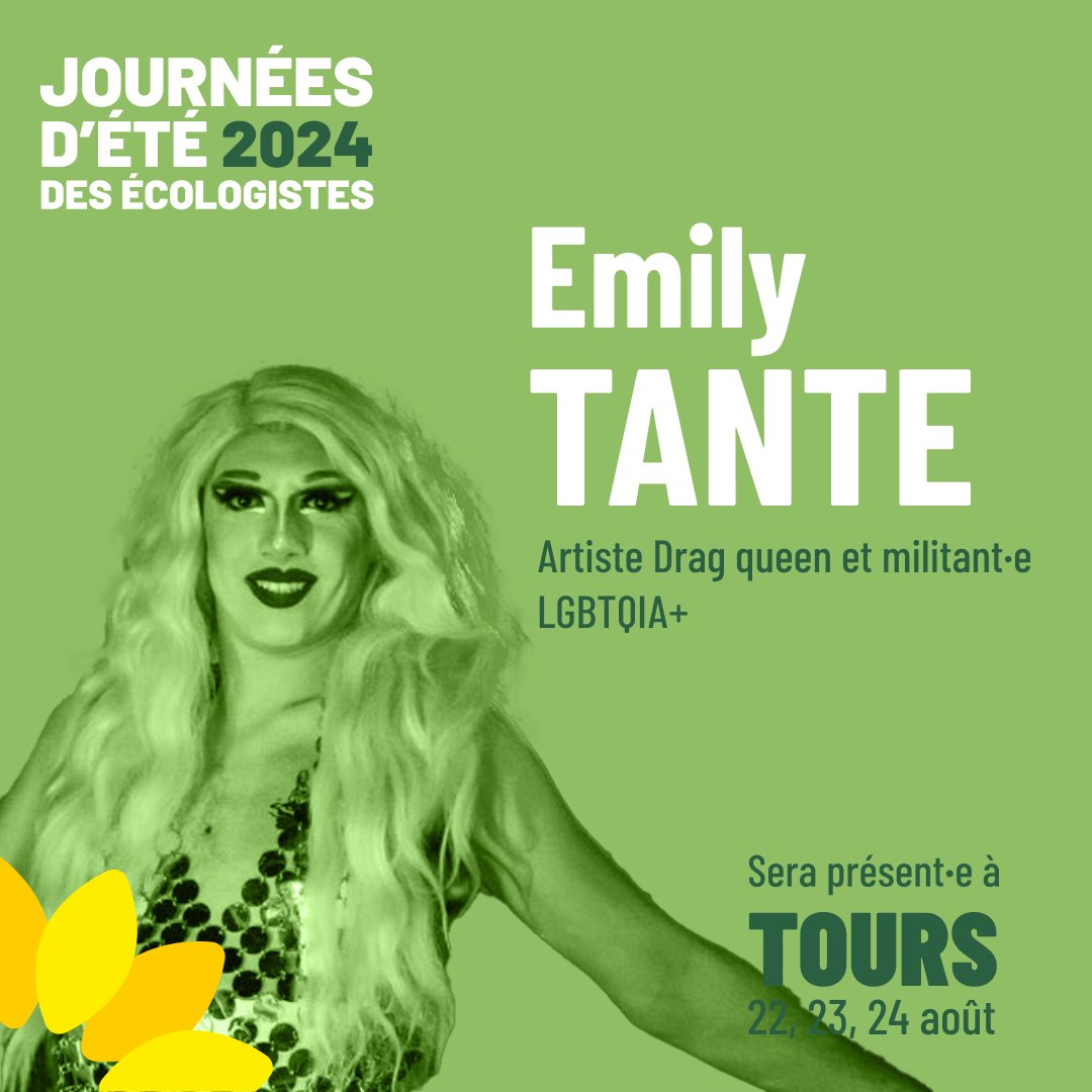 Nous aurons le plaisir d’accueillir <a href="/emily_tante/">Emily Tante</a>, aux #JDE2024 !

Prenez vos places ! 👉 journees-ecologistes.fr

🌻 Les Journées d'été des Écologistes, c'est ouvert à tout le monde.

🗓️Les 22, 23 et 24 août 2024
📍 À la ville écologiste de Tours au Parc de l’île Balzac