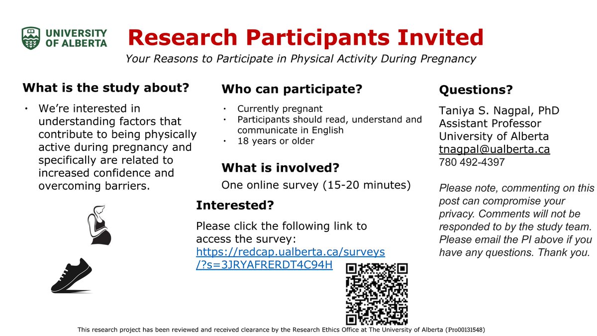 TaniyaNagpal11's tweet photo. Are you #pregnant? 
We want to learn more about your physical activity experiences! Please complete this short survey and at the end you can enter into a draw to win a #Starbucks gift card!
Link to survey: https://t.co/wcGSeE1k0z https://t.co/LjC8zFlQqi