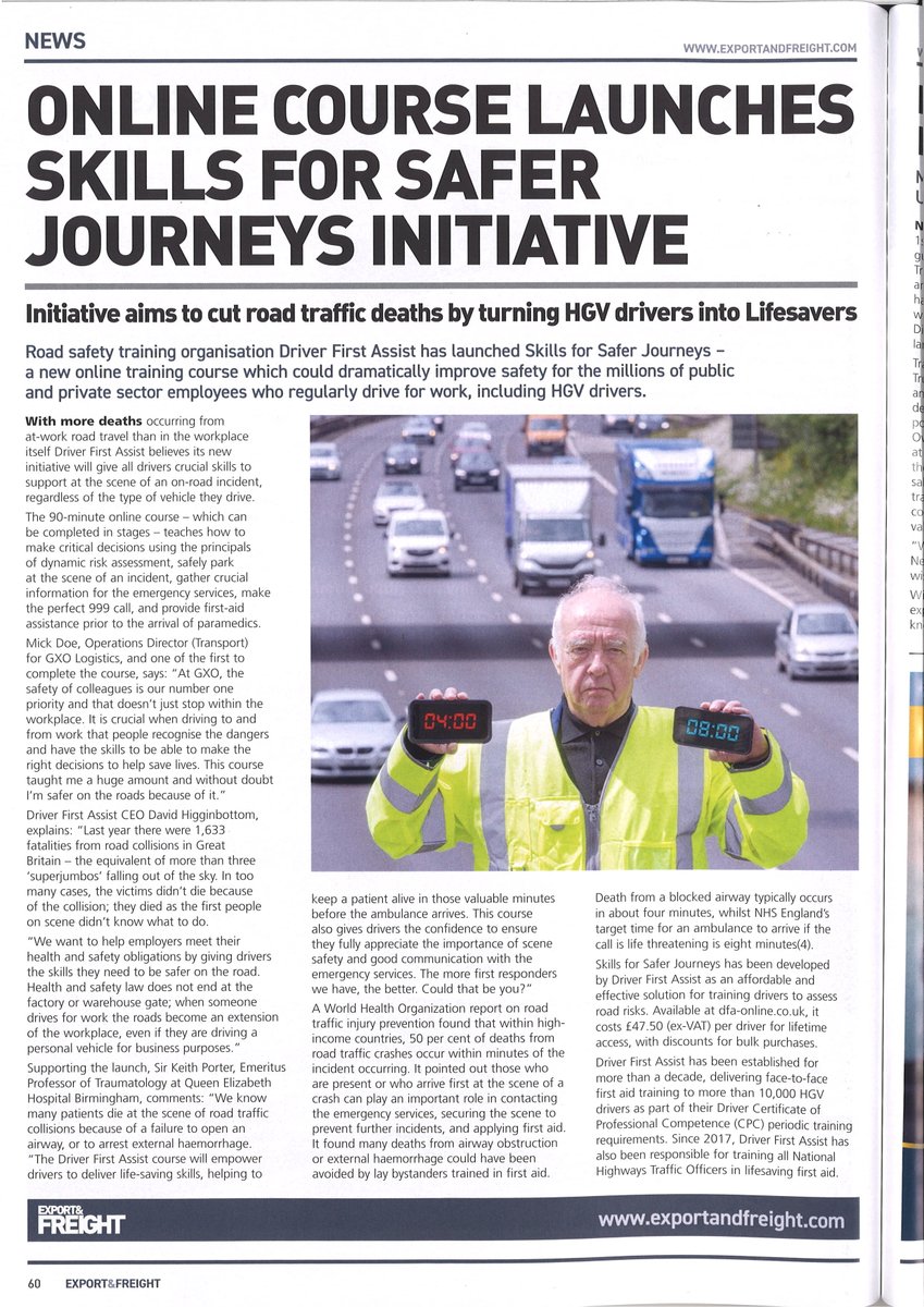 Tyr (@tyrlawyers) on Twitter photo Skills for Safer journeys from <a href="/Driver1stAssist/">Driver First Assist</a> has launched <a href="/MattYatesDFA/">Matthew Yates</a> Tyr's Head of Transport is a Founding Partner of DFA & mirrors his pride in the support this course give those who drive professionally. Great article coverage from Export & Freight Mag #RoadVictimMonth Skills for Safer journeys from <a href="/Driver1stAssist/">Driver First Assist</a> has launched <a href="/MattYatesDFA/">Matthew Yates</a> Tyr's Head of Transport is a Founding Partner of DFA & mirrors his pride in the support this course give those who drive professionally. Great article coverage from Export & Freight Mag #RoadVictimMonth