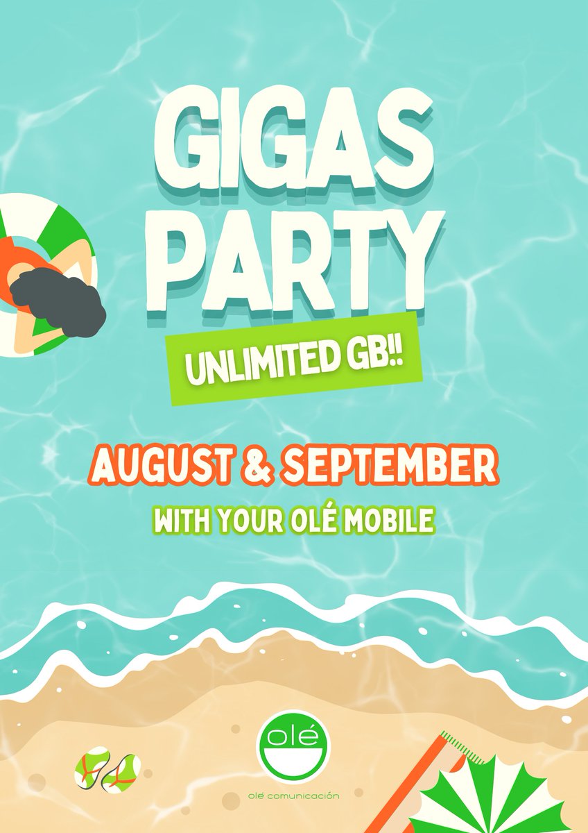 ESTE AGOSTO Y SEPTIEMBRE DISFRUTA DE GIGAS ILIMITADOS CON CUALQUIER TARIFA CONTRATADA ☀️💚🙌🏼