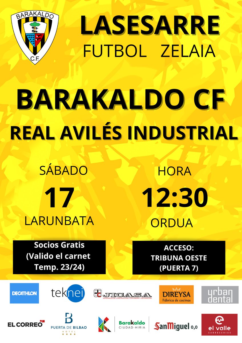 BarakaldoCF's tweet photo. Mañana disputaremos el último test de pretemporada antes del inicio liguero ⚒️🔥

Aurredenboraldiko azken neurketa 🎯

🆚 @RealAvilesInd 
🏟️ Lasesarre 
🕢 12:30
📆 Abuztuak 17 Agosto

#GoazenBaraka https://t.co/bg4yYZ139E