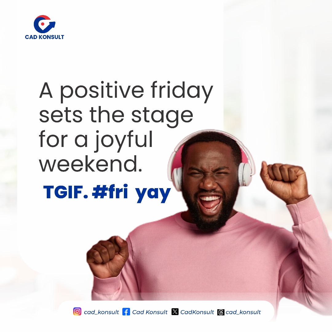 CadKonsult's tweet photo. Positive vibes only! Thank God its Friday, enjoy your day!😁🤗 .
.
.
#tgif #positivevibes #studyabroad #relaxfriday #internationaleducation #cadkonsult https://t.co/Z5S52QWpvM