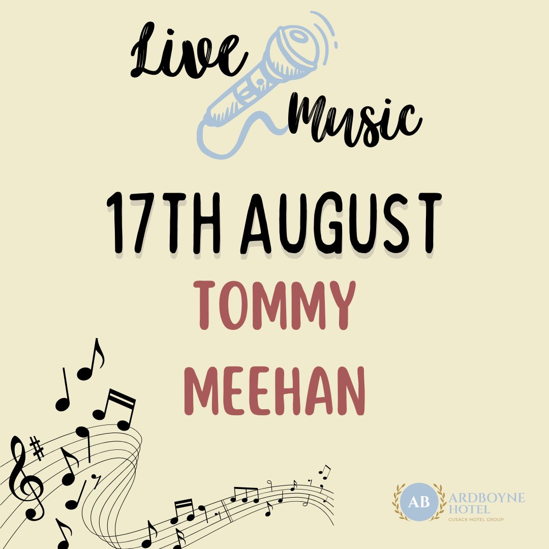 Join us this Saturday in the Kell's Bar for our Musical Act🎼

🎤 August 17th - Tommy Meehan

Join us for an unforgettable evening of great tunes and good vibes🎶