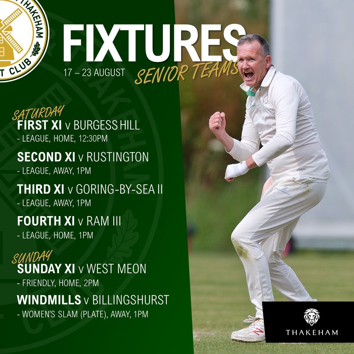 🏏 FIXTURES | Here we go! Senior fixtures for the week.
#COYChilt #sussexcricketleague #sussexslam