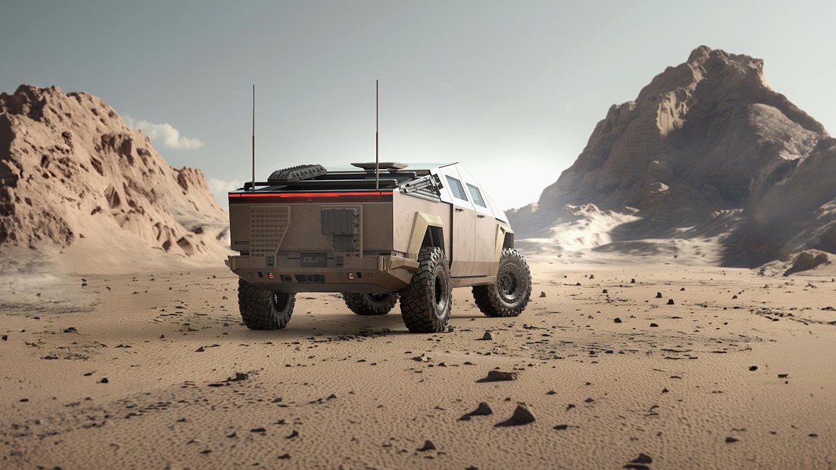 SawyerMerritt's tweet image. Cybertuck for the military unveiled by @UnpluggedTesla.

Can withstand up to 14.5mm rounds. Uses Starlink. Available for preorder now.