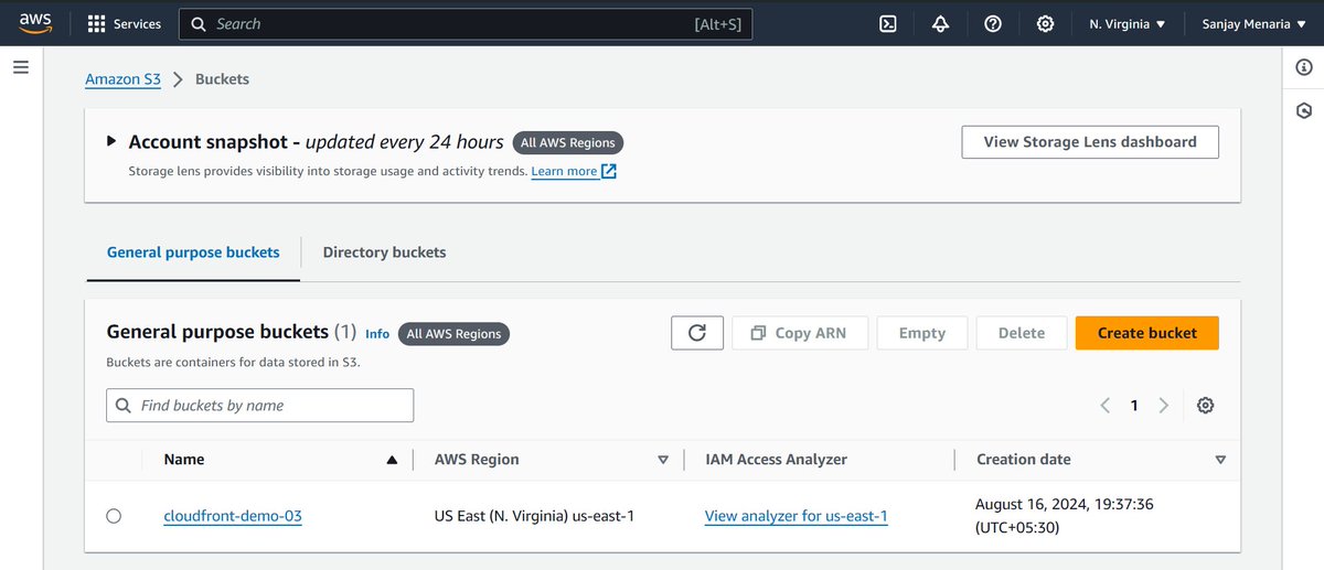 sanjaymenaria03's tweet photo. Implemented cloud front in @awscloud to mkae publicly access the static website hosted on S3 bucket which lowers the latency of website, users are not allowed to directly access the bucket(security POV) and also saves cost when there is a heavy traffic.
#learning
#AWScloud https://t.co/1JGNyuKkLG