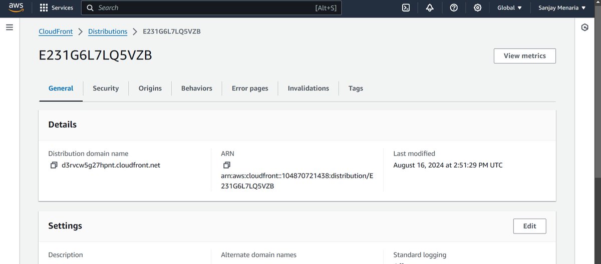 sanjaymenaria03's tweet photo. Implemented cloud front in @awscloud to mkae publicly access the static website hosted on S3 bucket which lowers the latency of website, users are not allowed to directly access the bucket(security POV) and also saves cost when there is a heavy traffic.
#learning
#AWScloud https://t.co/1JGNyuKkLG