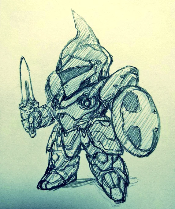 メカニカルなブラックナイトさん描いてみたら、なんかもう別のゲームのキャラになっちゃった#ドルアーガの塔 #夏のドルアーガ祭り 