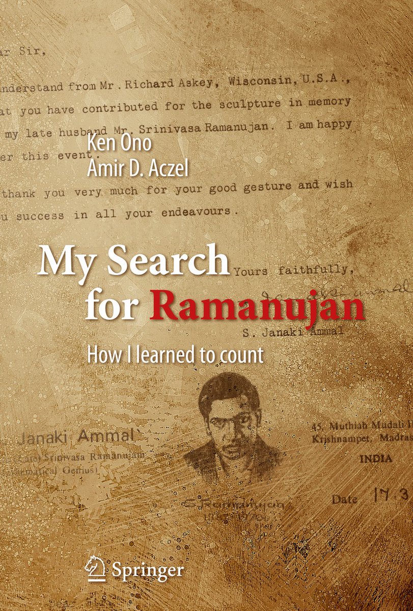 SrinivasR1729's tweet photo. 5 years ago I got this and I really enjoyed reading this curious book, My Search for Ramanujan: How I Learned to Count by Ken Ono and Amir D. Aczel. It blends a personal journey of self-discovery with a deep admiration for the mathematical genius of Srinivasa Ramanujan. Prof. Ken Ono shares his struggles with expectations, finding his identity, and his eventual passion for advancing Ramanujan’s legacy. The book offers insightful glimpses into Ramanujan’s contributions, while remaining accessible to non-mathematicians. It's a captivating read that combines personal growth with the thrill of mathematical discovery.