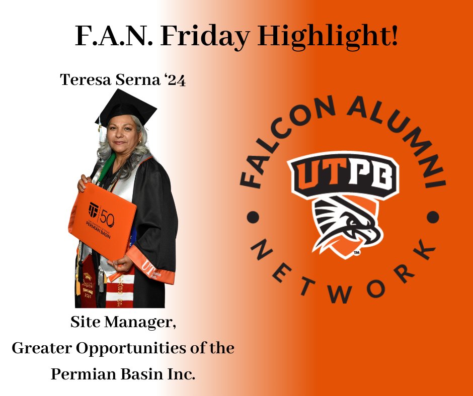 🎓 Happy Graduation Day, Falcons! 🎓

Today we are proud to highlight Teresa Serna at her spring graduation, now inspiring the next generation!

Her advice to current students and young alums is simple yet powerful: "Follow your dreams and never give up!"

#FalconsUp #UTPBAlumni